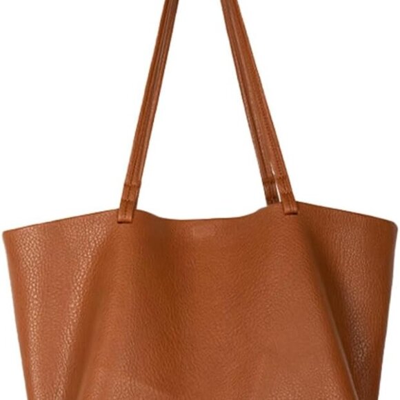 Women's PU Leather Large Tote Bag Casual Handbag Travel Work - Picture 1 of 7